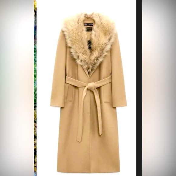 NEW w/o Tags Zara Long Wool Blend Coat Sz L - Picture 3 of 8